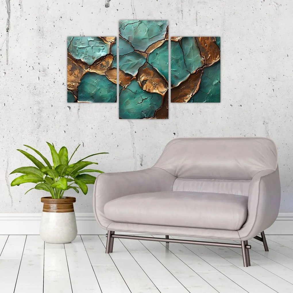 Tablou - Pictură verde-auriu (90x60 cm)