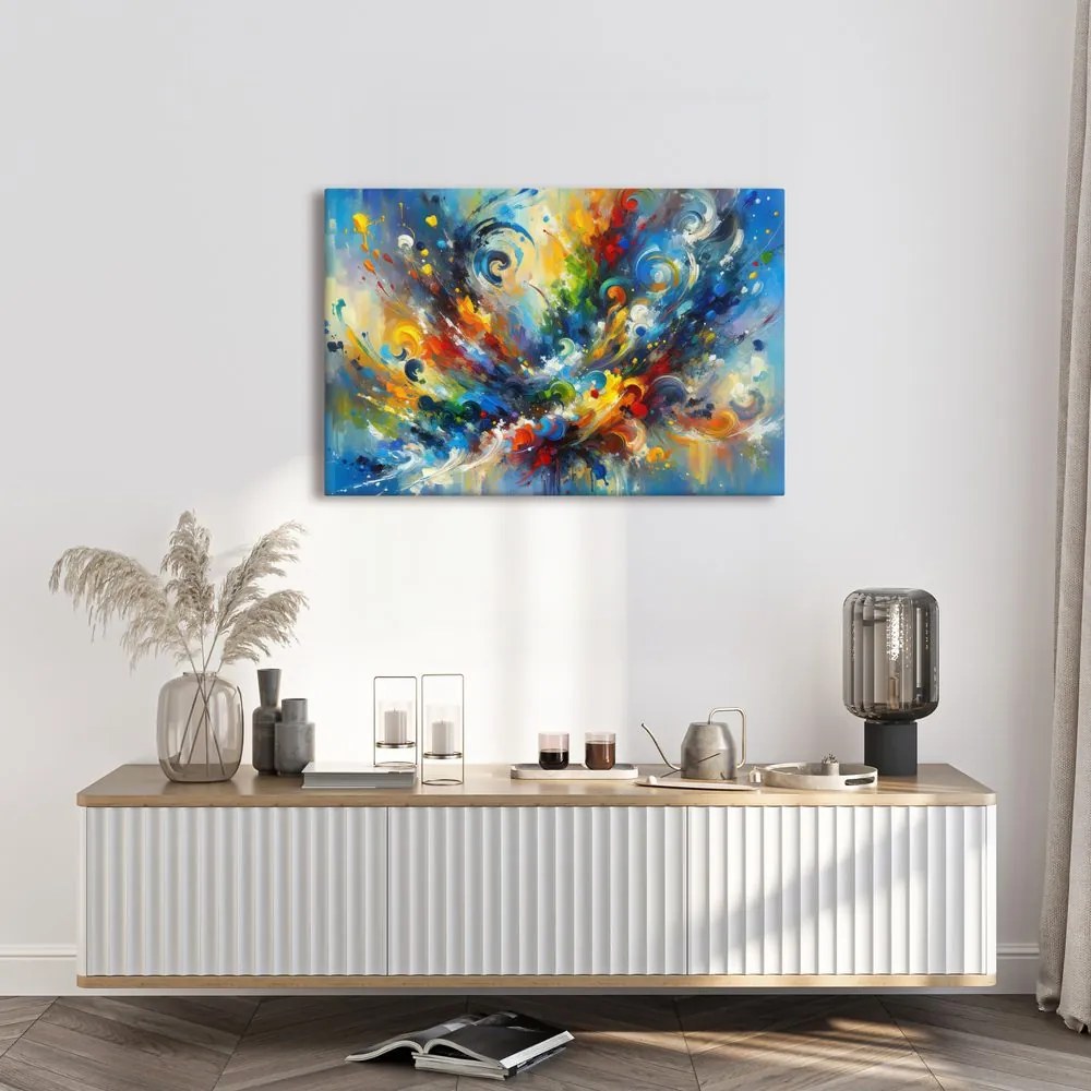 Tablou abstracție explozivă colorată