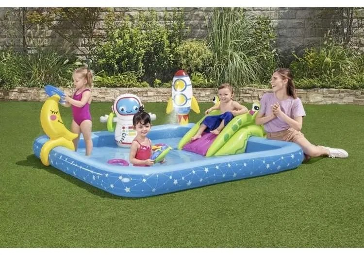 Piscina gonflabila pentru copii, de joaca, cu tobogan, 228x206x84 cm, bestway little astronaut