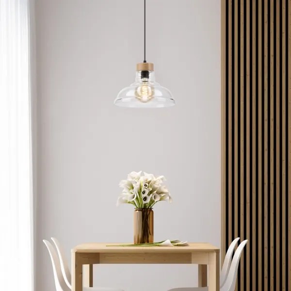 Lustră suspendată SINGLE 1xE27/60W/230V, diam. 28 cm, stejar