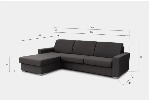 Canapea colțar extensibilă LEKA stânga, maro, cu spațiu depozitare, pentru dormi