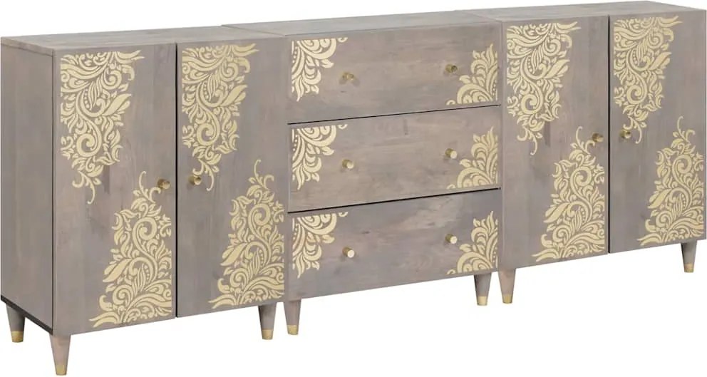 vidaXL Set dulap baie cu sertar 3 pcs Gri și Aur 180 x 33 x 75 cm
