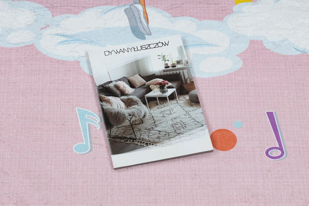 BAMBINO 41870 covor lavabil Balerina, curcubeu pentru copii anti-alunecare - roz