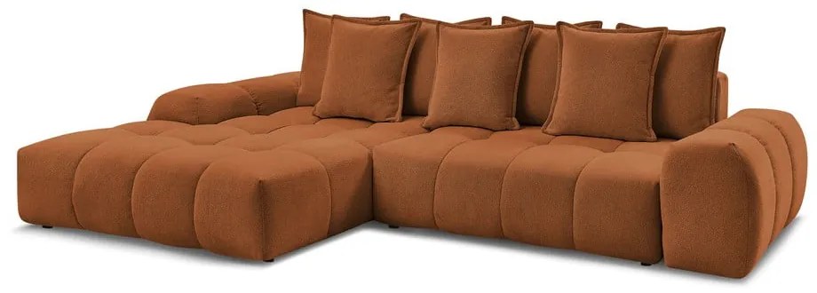 Colțar teracotă extensibil/cu spațiu de depozitare cu tapițerie din chenille (cu colț pe partea stângă/cu șezlong) Everest – Bobochic Paris