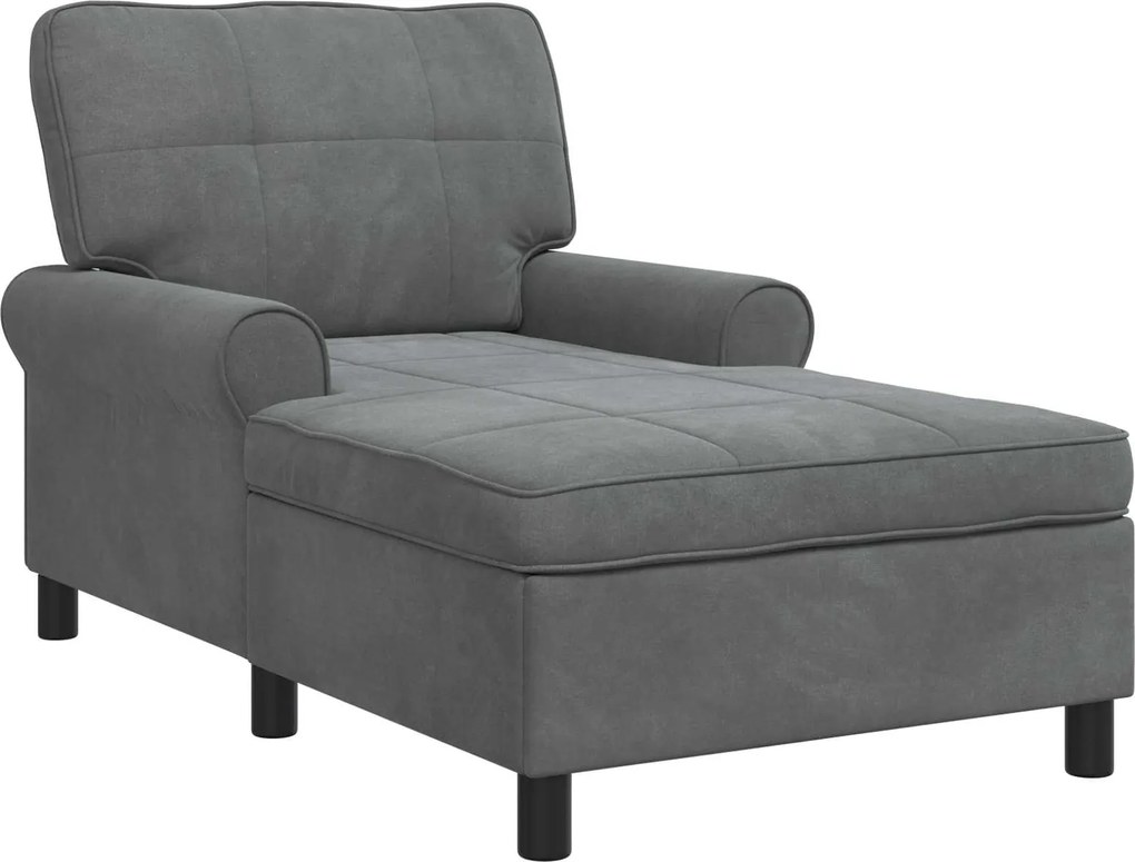 vidaXL șezlong de relaxare Gri închis 91 x 157 x 91 cm Catifea