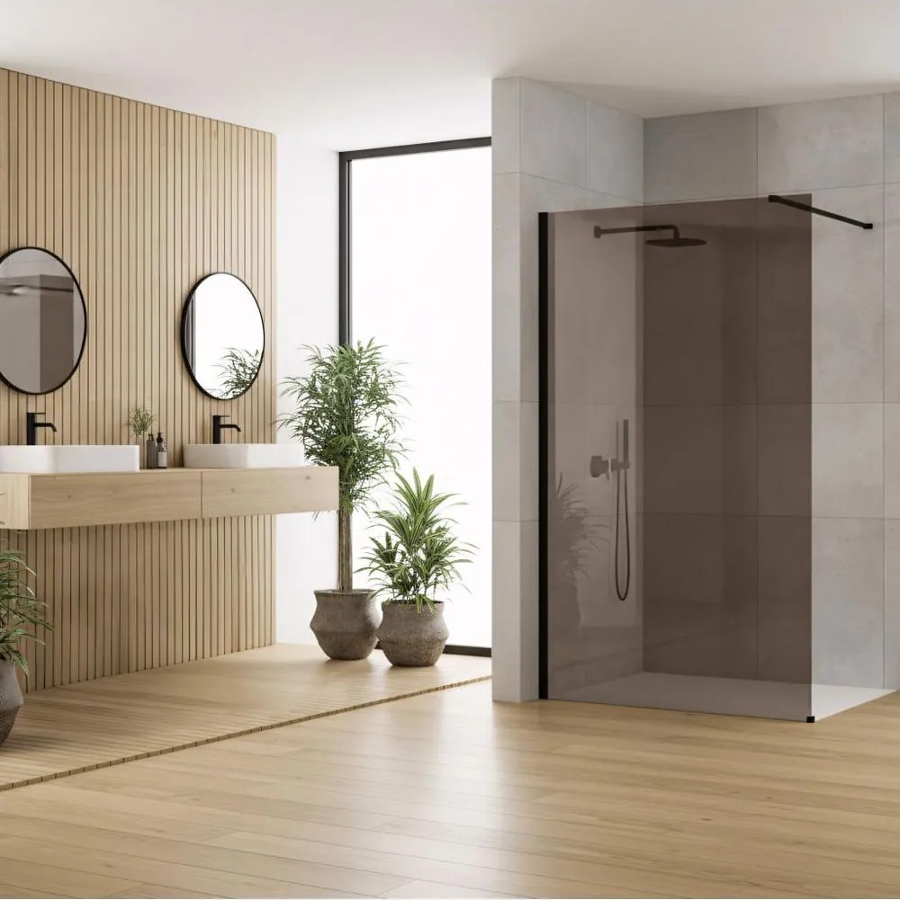 Paravan de dus fumuriu Rea Flexi Brown 100 cm negru