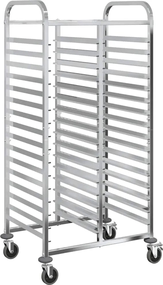 vidaXL Cărucior cu tăvi cu 32 containere GN oțel inoxidabil
