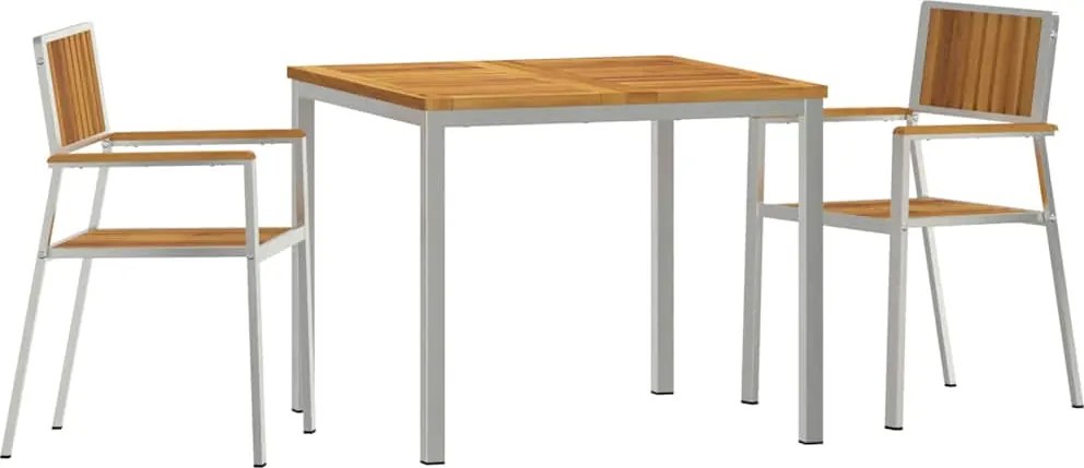 vidaXL Set dining pentru exterior 3 pcs Maro Lemn Solid de Acacia