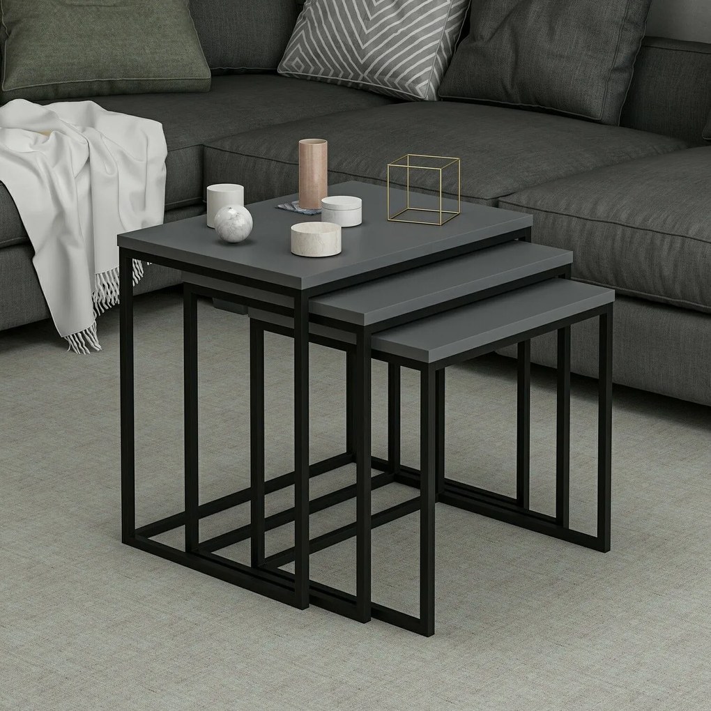 Masuta de cafea set (3 bucăți) Evia - Anthracite