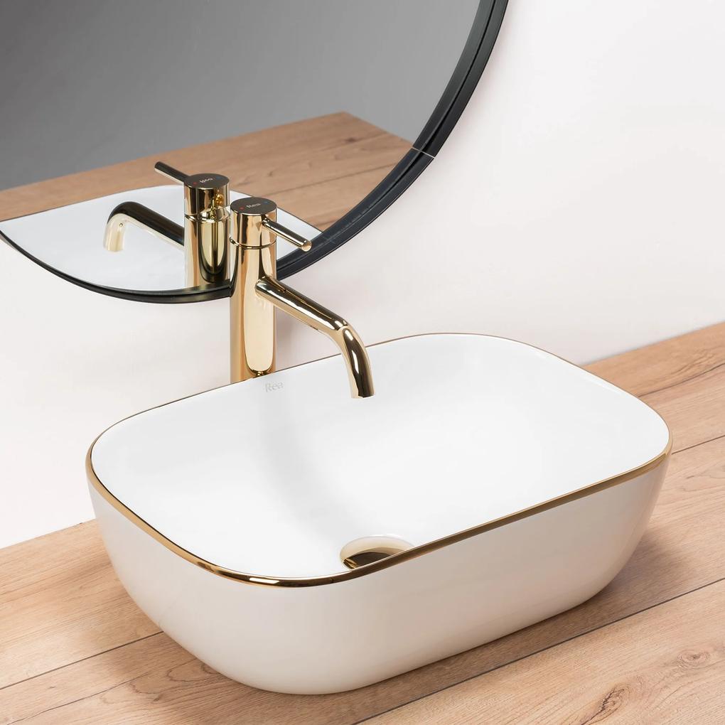 Lavoar Belinda ceramica sanitara Alb Gold Edge – 46,5 cm