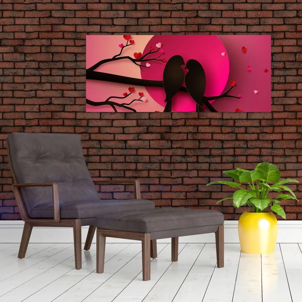 Tablou - Păsări îndrăgostite (120x50 cm)
