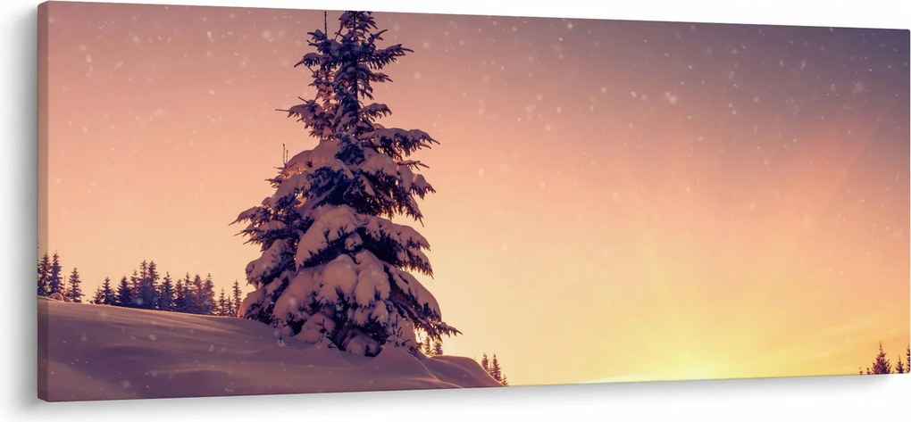 Tablou cu copac înzăpezit pe luncă (120x50 cm)