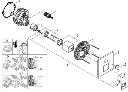 GROHE 24094000 - Baterie EUROCUBE cu comutator în 3 căi, crom lucios
