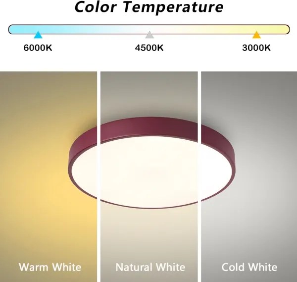 Brilagi-LED Plafonieră LED POOL, dimmabilă, 48W/230V, 3000-6000K, 40 cm, burgund + telecomandă