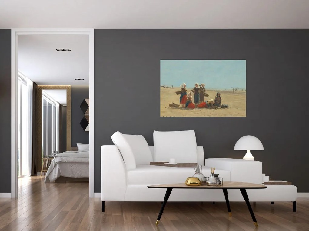 Tablou - Eugène Boudin, Women on the Beach at Berck, reproducere (90x60 cm)