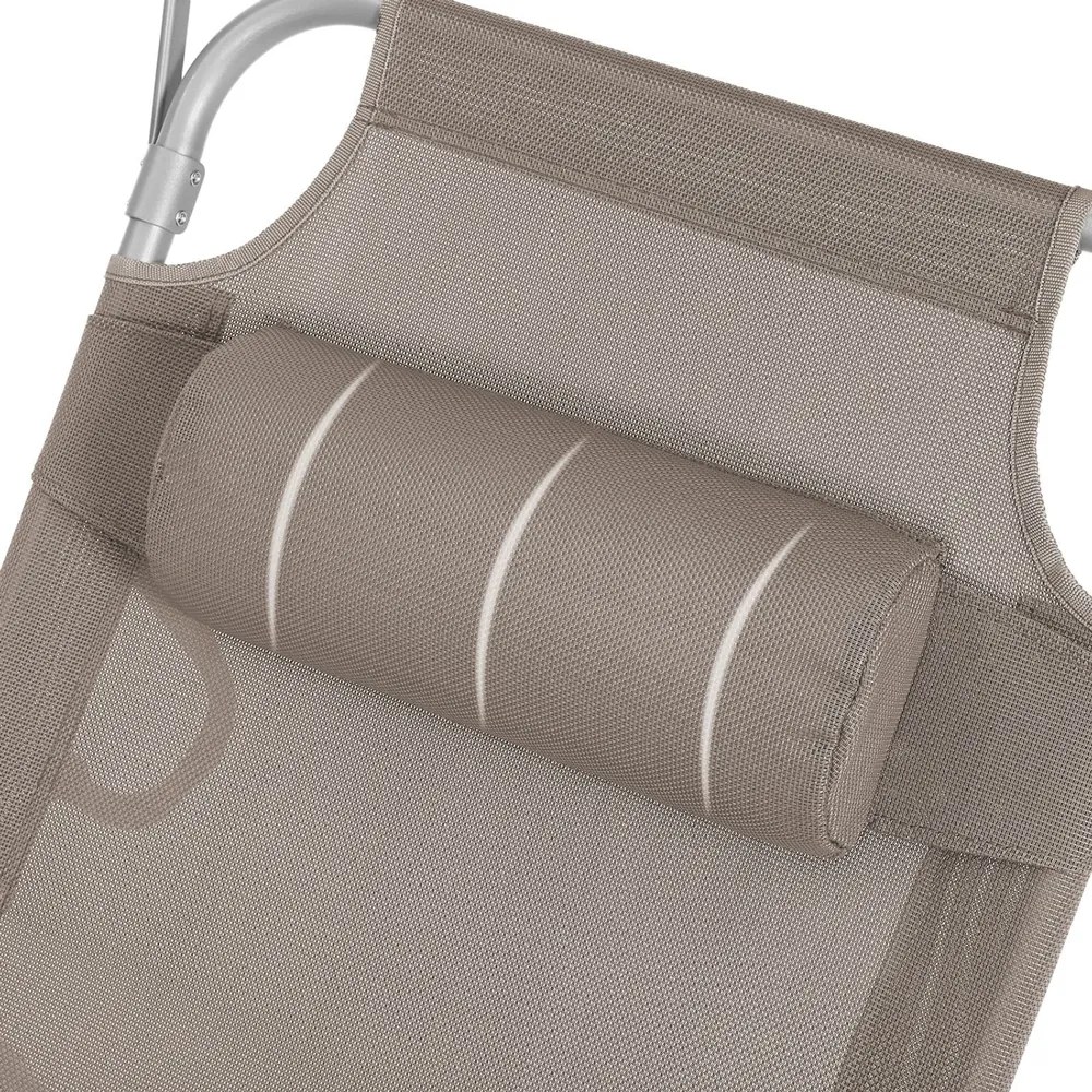 Șezlong de grădină LAGUNA cu copertină reglabilă, 193x59x30cm, maro-gri (taupe) SongmicsHome