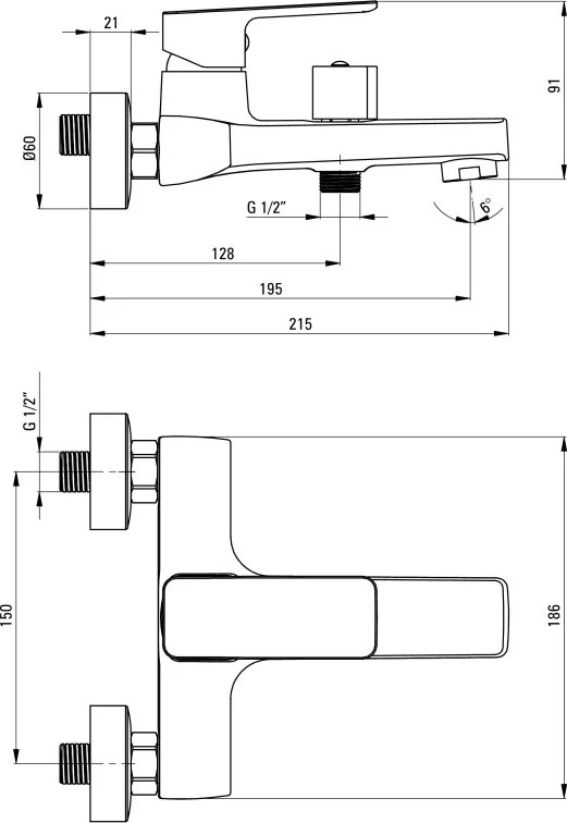 Maro Baterie pentru cadă, montare pe perete Finisaj: Crom BLO_010M