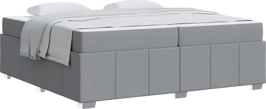 vidaXL Cadru de pat cu saltea Gri deschis 200 x 200 cm țesătură