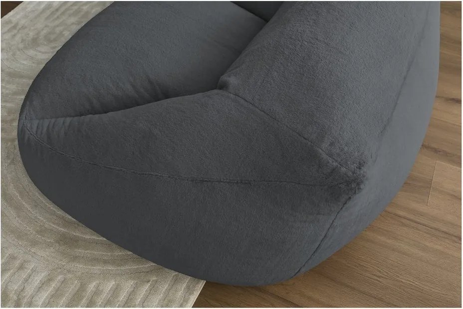 Fotoliu bean bag gri închis cu tapițerie din blană artificială Lilibet – Bobochic Paris