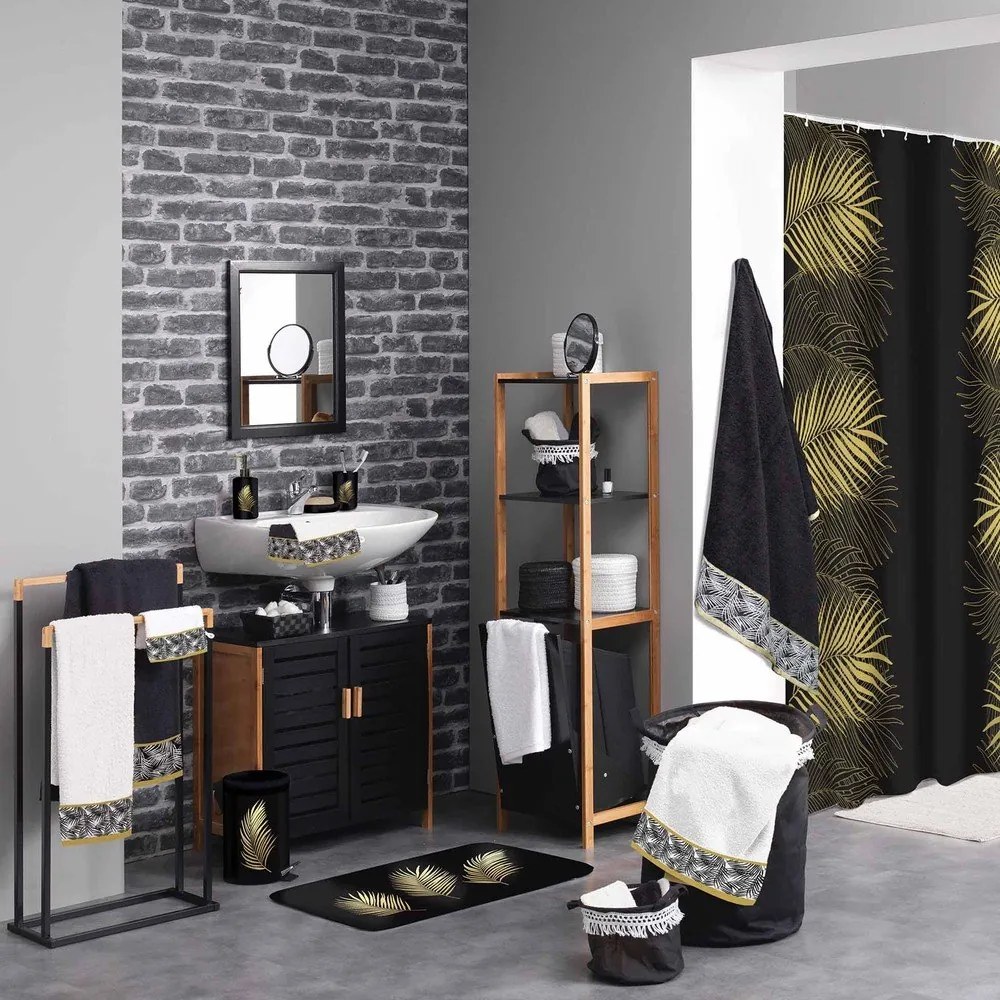 Covoraș de baie negru-auriu 45x75 cm Orbella – douceur d'intérieur
