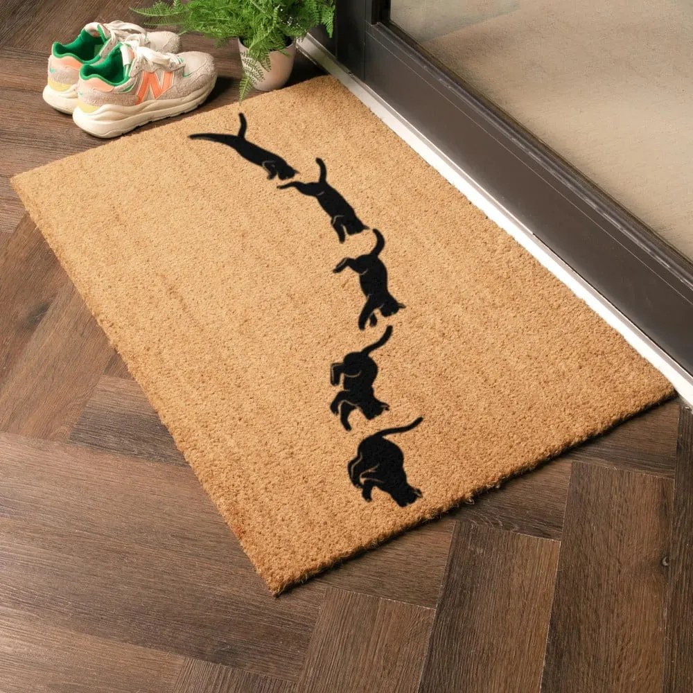 Covoraș de intrare din fibre de nucă de cocos 60x90 cm Jumping Cats – Artsy Doormats