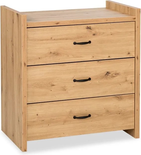 Comodă lemn masiv alb Amelie /Stejar, 84 × 87 × 45 cm - Stejar deschis