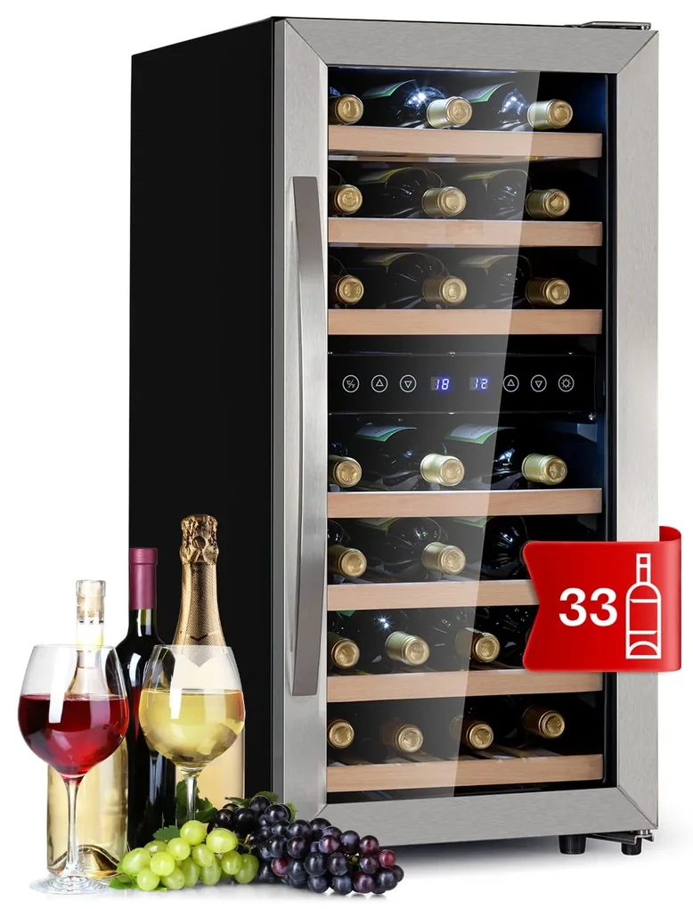 Vinamour 33 Duo, frigider pentru vin, 2 zone, 89 l / 33 sticle, 5-18 °C, control tactil
