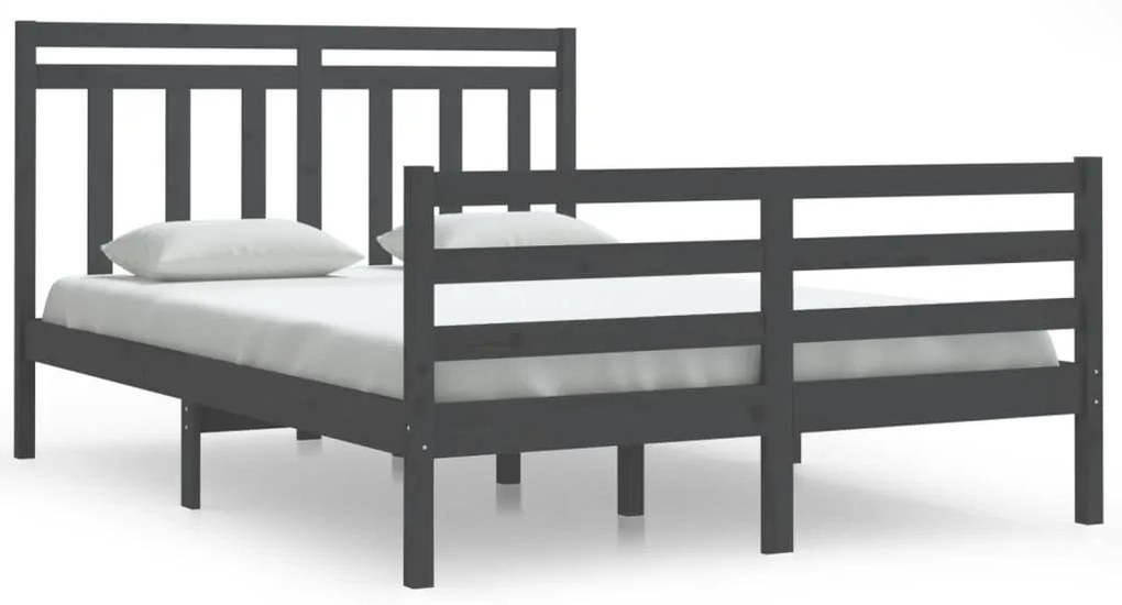 3105317 vidaXL Cadru de pat, gri, 140x200 cm, lemn masiv