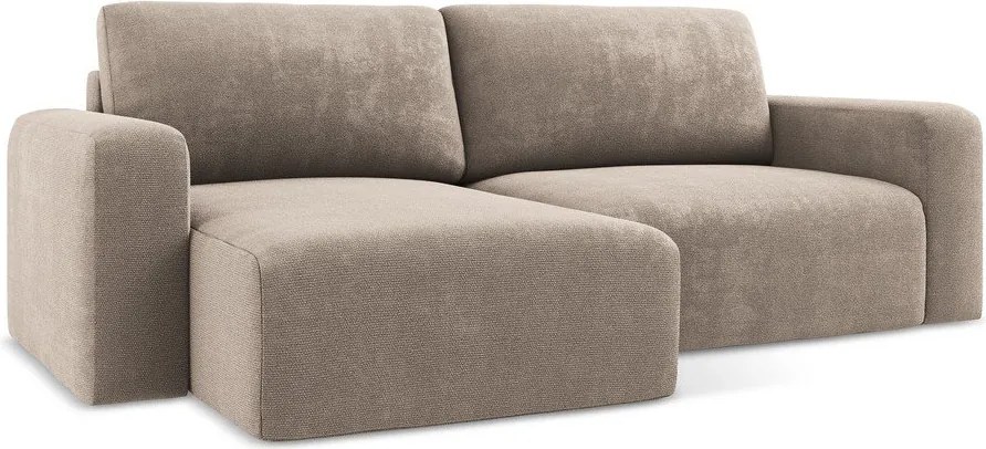 Colțar bej extensibil/cu spațiu de depozitare cu tapițerie din chenille (cu colț pe partea stângă/cu șezlong) Kona – Makamii