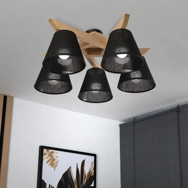 Lustră aplicată Brilagi ANTHONY 5xE14/40W/230V stejar/negru