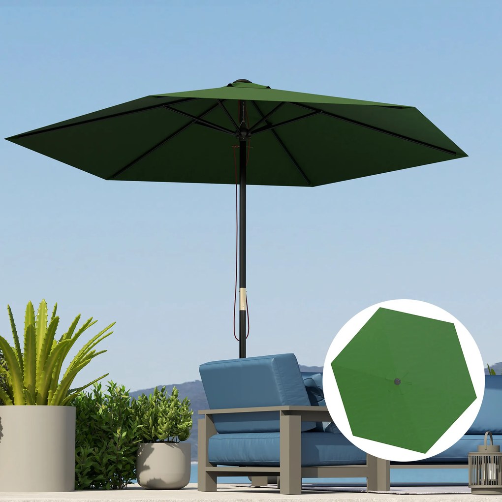 Outsunny Înveliș de Schimb pentru Umbrelă cu Orificii de Aerisire, Ø300 cm, Verde | Aosom Romania