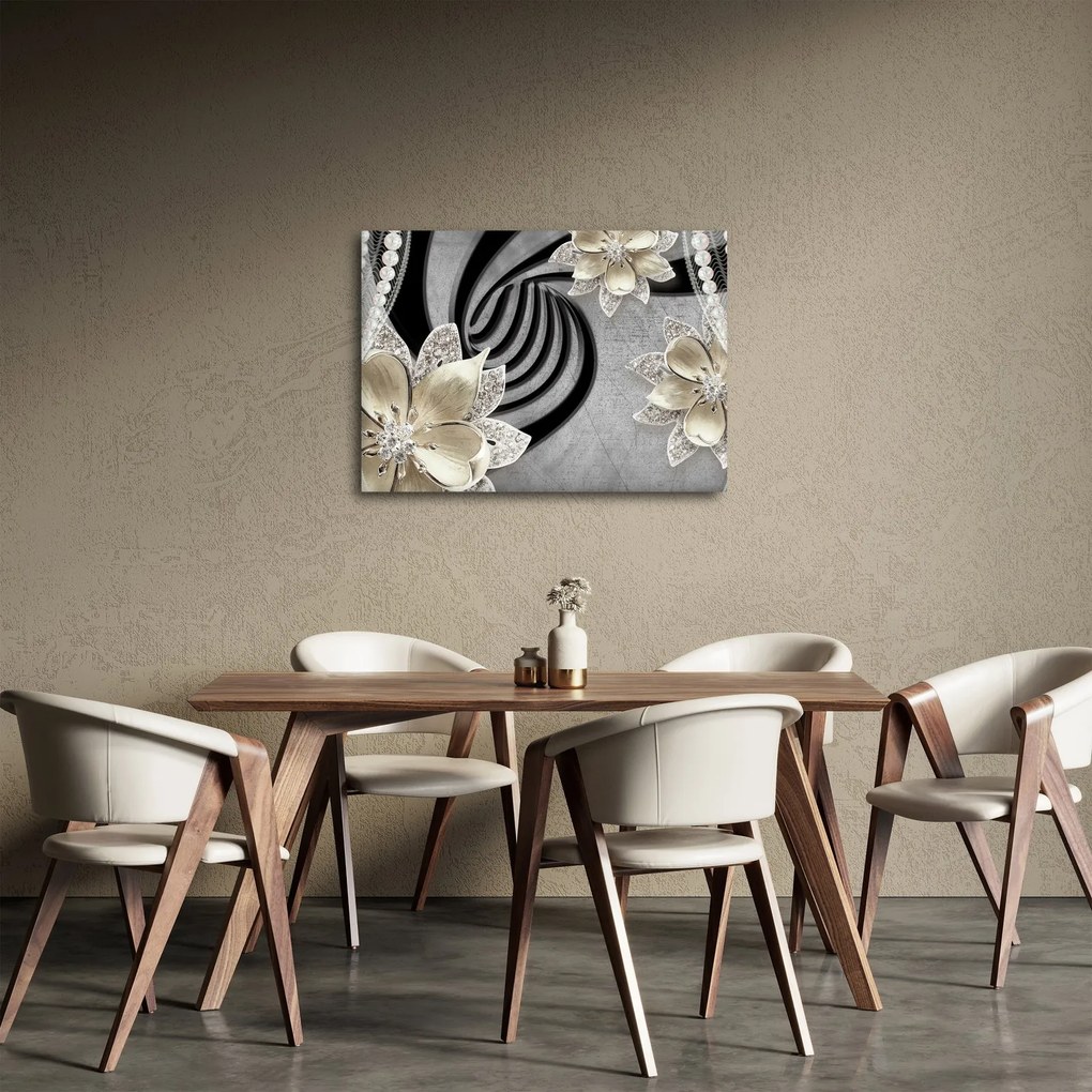 Tablou - 3D Flori aurii (70x50 cm)