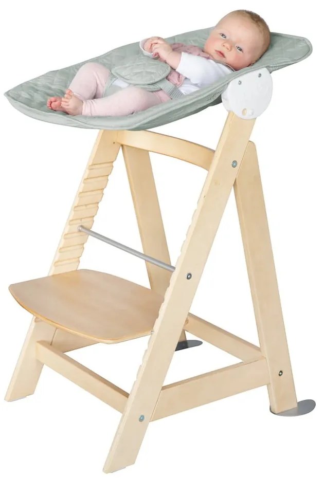 Scaun de masă pentru bebe verde deschis/în culoare naturală Style Born Up 2in1 – Roba