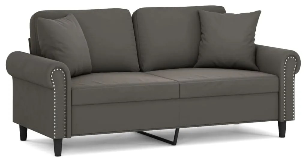 3153206 vidaXL Canapea cu 2 locuri cu perne&pernuțe gri închis 140 cm, catifea