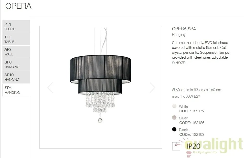 Candelabru clasic / Lustra design elegant OPERA SP4 bianco 182179