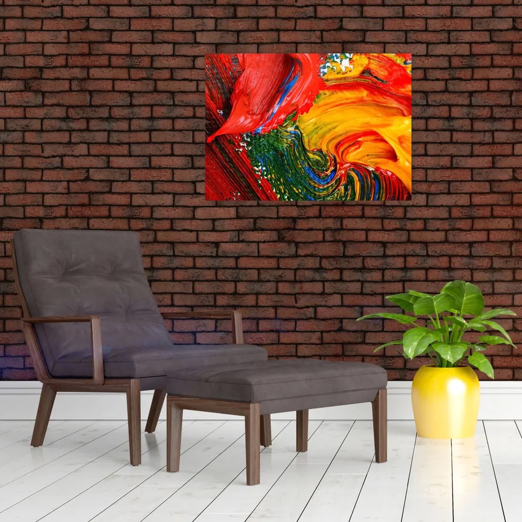 Tablou pe sticlă - Abstractizare albăstrire cu o perie (70x50 cm)