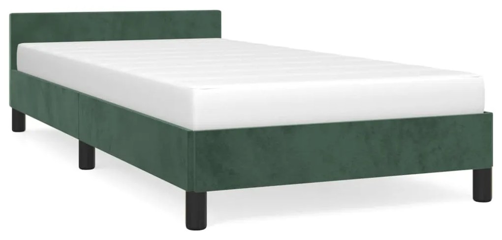 Cadru de pat cu tablie, verde inchis, 90x190 cm, catifea Verde, 90 x 190 cm