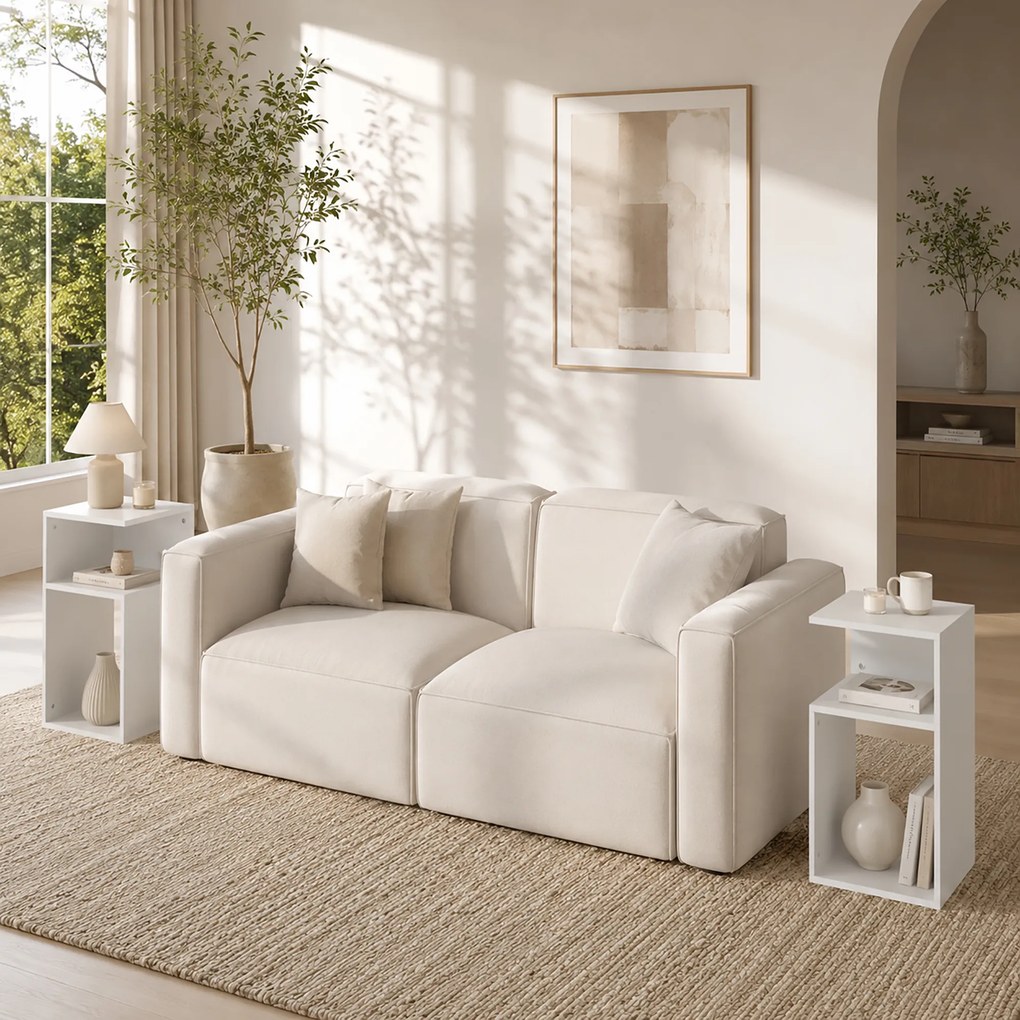 HOMCOM Set de 2 Măsuțe de Cafea Moderne cu Raft Deschis, Alb | Aosom Romania