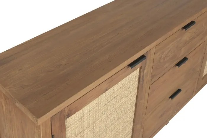 Bufet din lemn de tec si rattan " Boho Tec "