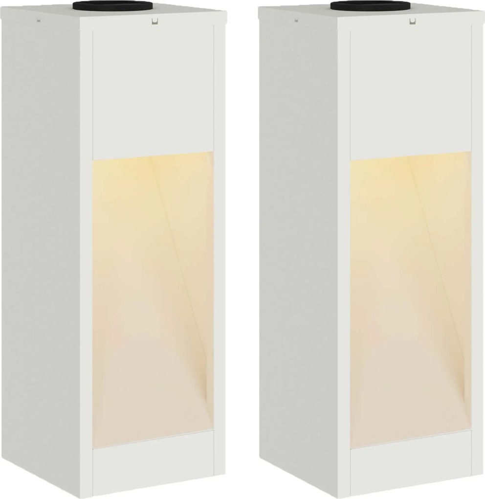 vidaXL Lampa de parcurs LED solar 2 pcs Alb Oțel laminat la rece