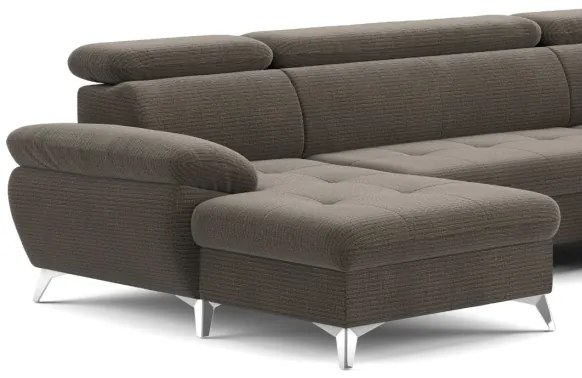 Canapea colțar extensibilă cu spațiu depozitare, model CATANIA, maro, dreapta