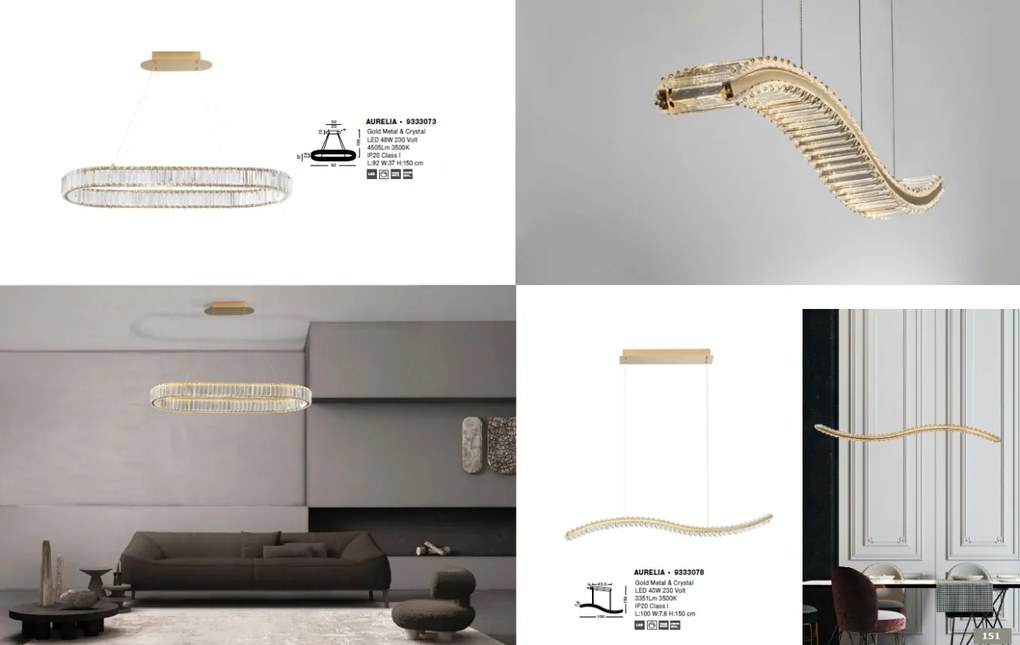 Lustra LED suspendata cristal design elegant AURELIA 40W