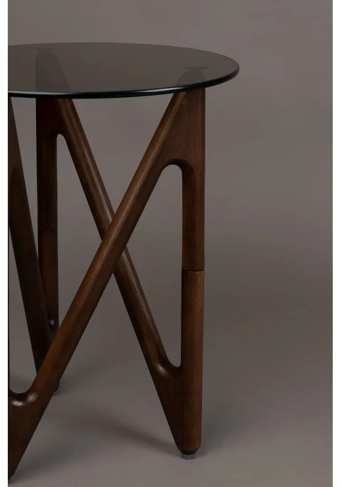 Măsuță auxiliară rotundă cu blat din sticlă ø 40 cm Naia – Dutchbone