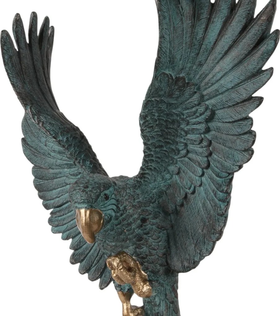 Statuetă decorativă din polirășină, albastru, papagal pe suport, 52,5 x 26,5 x 14,5 cm, „Lori”