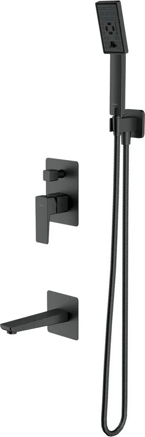 Sistem de dus incastrat Omnires Parma cu baterie monocomanda finisaj grafit periat