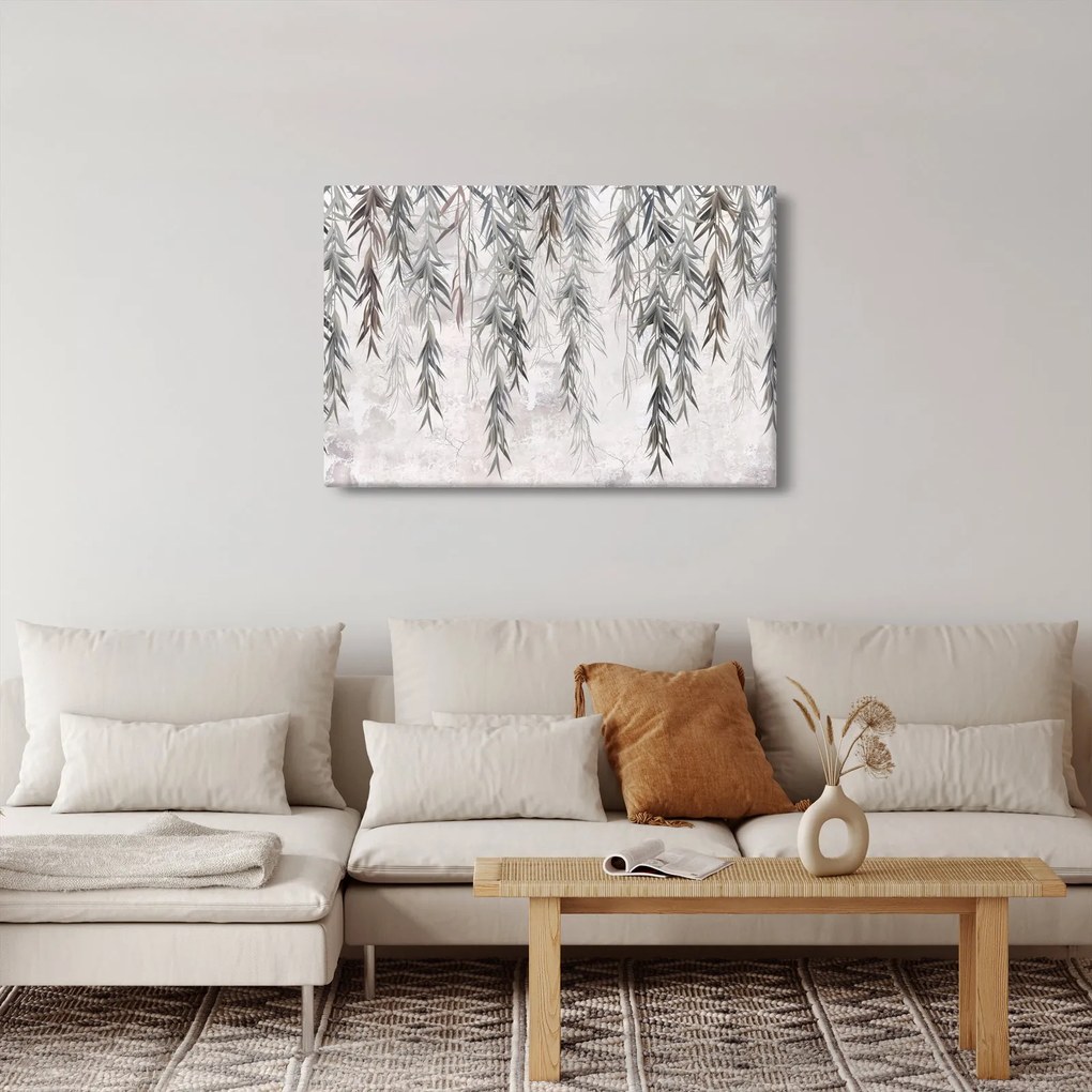 Tablou - Crenguțe de salcie, tencuiala gri (90x60 cm)