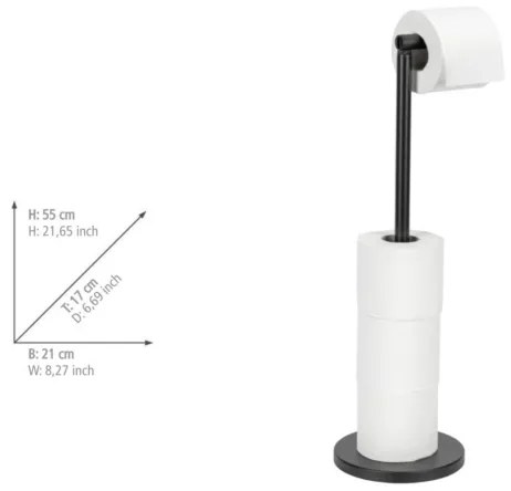 WENKO 24034100 - Suport pentru hârtie igienică, 21 x 55 cm, negru/argintiu