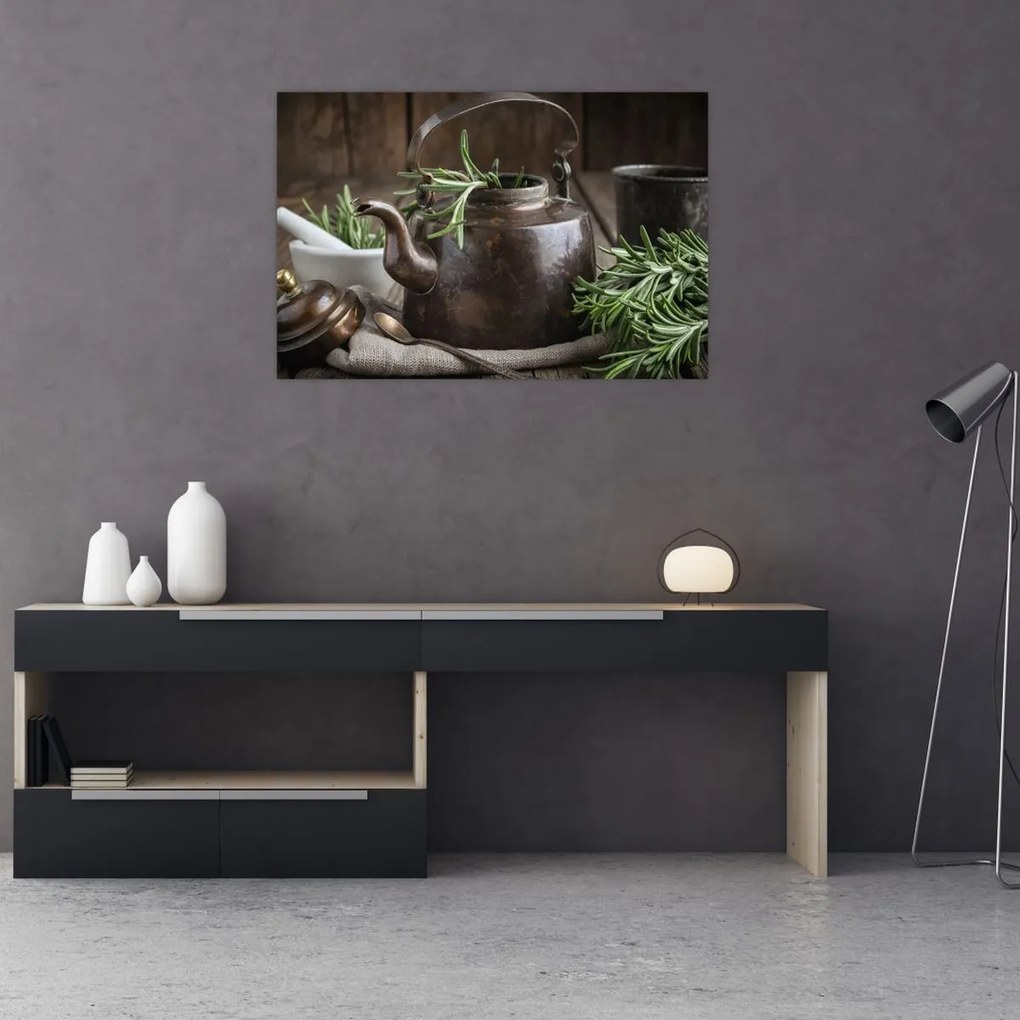 Tablou - Ceainic cu rozmarin (90x60 cm)