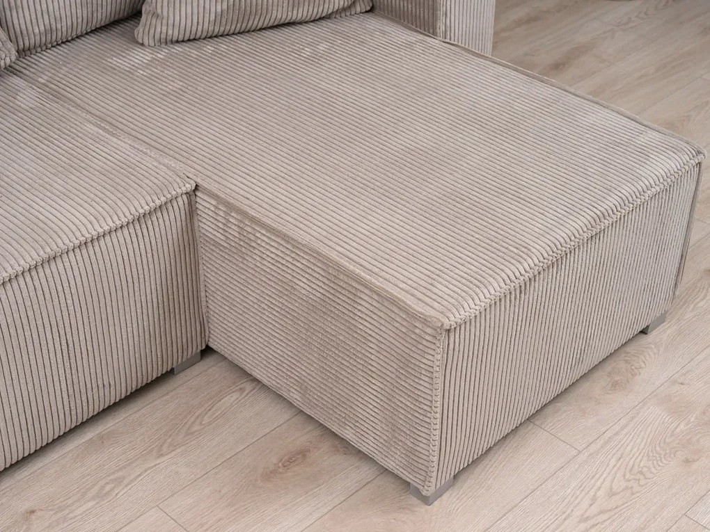 Canapea colt extensibila SMART COSARO bej, cu colt bilateral + 2 perne CADOU