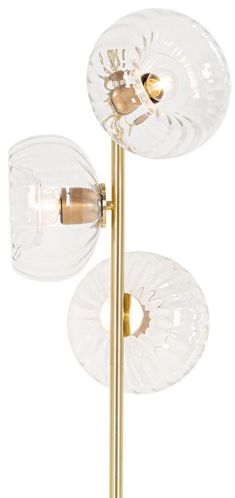 Lampa de podea Art Deco aurie cu sticlă cu 3 lumini - Ayesha
